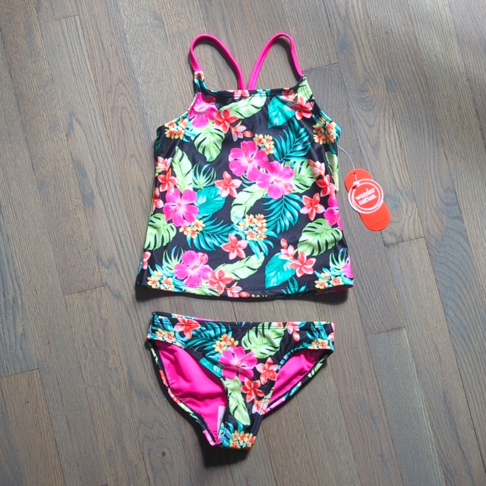 Girls Tankini Swimsuit Set - Size S (6-6x)